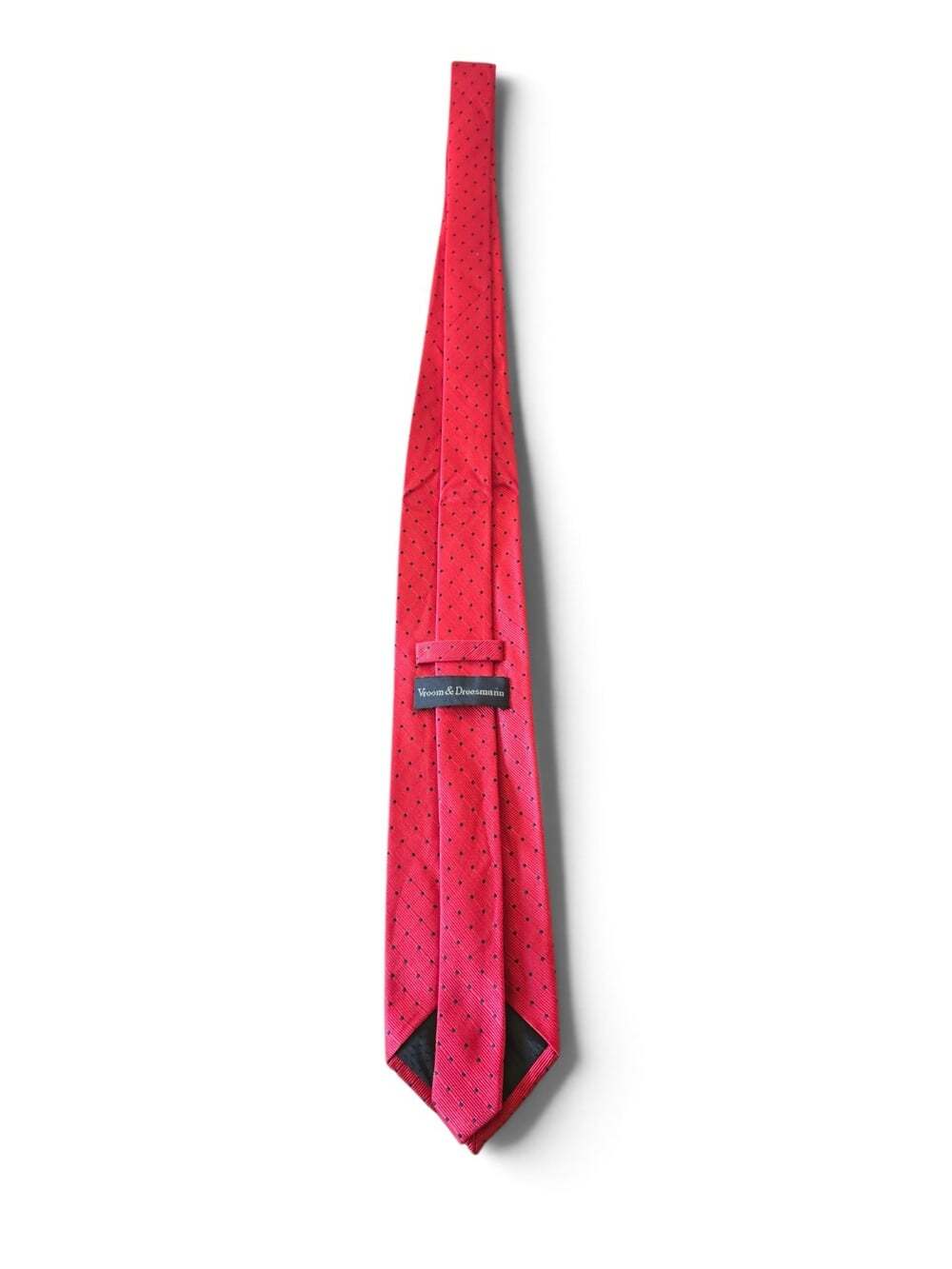 Vroom & Dreesmann Men's 100% Silk Tie Red Black Polka Dot Classic Necktie - Picture 9 of 11